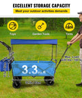 Heavy Duty Collapsible Wagon With Removable Canopy 220 lb capacity foldable beach wagon with big rugged wheels in park setting