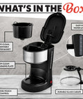Five Cup Coffee Maker With One Touch Brew Pause And Serve Function Keeps Warm As You Sip Stainless Steel Accents Black Finish