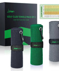 Golf Towel Set Of 3 16x16 Waffle Microfiber Towels With Carabiners And Hooks Includes Club Range Card And Gift Box