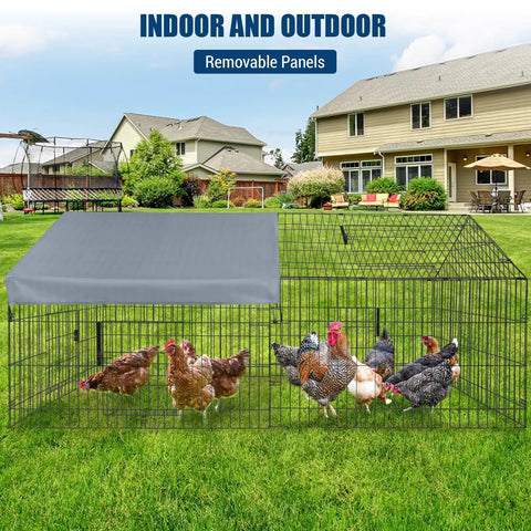 All Weather Heavy Duty Outdoor Chicken Coop With Waterproof Cover 86 Inch Long 40 Inch Wide 40 Inch High Metal Poultry Run
