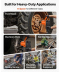 One Inch Pneumatic Impact Wrench Equipped With Twin Hammer Action pumps out torque for truck repair and machinery work.