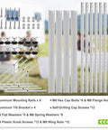 Hardware components of 4 Pack 45 Inch Adjustable Solar Panel Tilt Mount Brackets With Foldable Legs For 45 Inch Panels