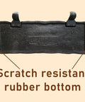 Bottom view of Top Shelf Cast Iron 3D Train Christmas Stocking Holder with scratch resistant rubber base for stability.