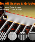 Safe No Wire Grill Brush With Scraper For Outdoor Grill Cleaning Steam Safe Cleaner Replaceable Head Works On Cast Iron Stainless Steel Porcelain And Ceramic Grates Red in use on grill