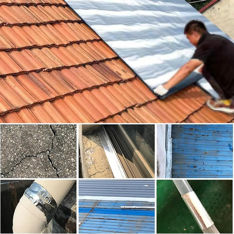 Heavy Duty Self Adhesive Roofing Felt Tape With Reflective Aluminum Foil Backing Waterproof Asphalt Shingle Underlayment Roll in use on roof.