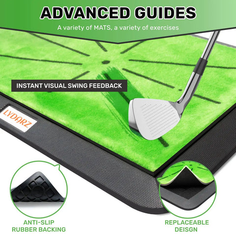 3 In 1 Golf Practice Mat Set With Instant Swing Path Feedback, Replaceable Mats And No Slip Heavy Duty Rubber Base details