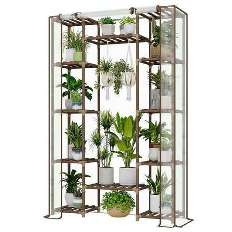 indoor multi plant stand Tall Wood Tiered Plant Stand Greenhouse For Indoors ✓