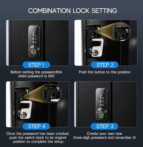Combination lock setting instructions for Wall Mounted EV Charger Protection Box Drip Proof Charging Case.