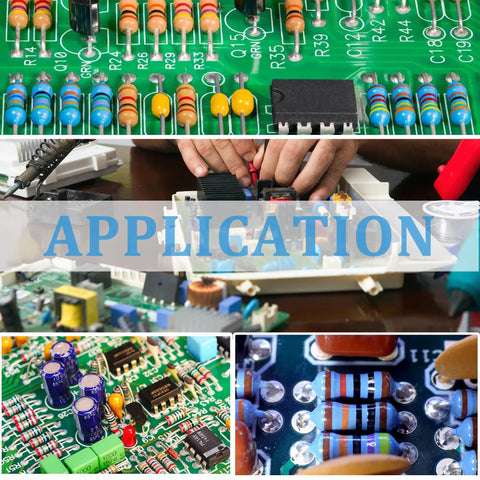 Massive 130 Values Half Watt Metal Film Resistor Kit With One Percent Tolerance 1300 pieces in use on electronics circuit boards