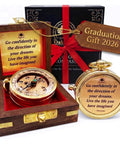 Go Confidently Brass Compass Gift For Graduation, College And High School, Unique Gift For Him, with engraved quote and box