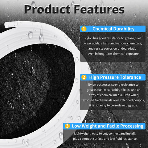 Pro Grade Nylon Pneumatic Hose 2Mm ID 4Mm OD 9.84 Feet White features durability and pressure tolerance