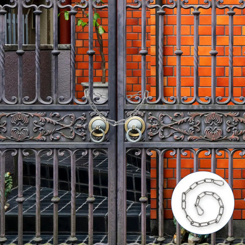 Stainless Steel Gate Chain Lock 20 Inch Heavy Duty Outdoor Fence Security for gates and pet protection with spring hooks.