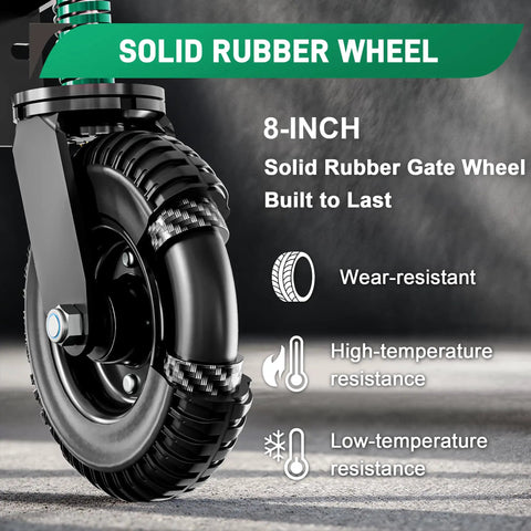 Heavy Duty Gate Wheel With 8 Inch Wheel, Spring Loaded Caster For Wooden And Metal Gates, 700 Lbs Capacity, close-up view