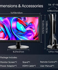 17.3 Inch HD Plus Monitor With HDMI VGA Built In Speakers 60Hz Refresh 5ms Response Time VESA Mountable with accessories shown