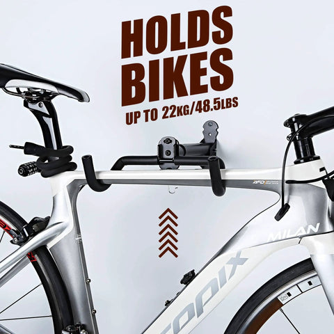 Bike Wall Mount Hanger For Horizontal Indoor Storage That Frees Up Space And Lets You Grab Your Ride Fast on silver bike