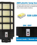 Beefy 400W Solar Street Light Dusk To Dawn With Motion Sensor Remote IP67 Waterproof Outdoor Lighting showing LEDs and controls