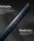 Close-up of Polypropylene Ninja Training Sword II One Piece Black Blade 34.25 Inch Length Lightweight 1 Lb Shinobi Weapon