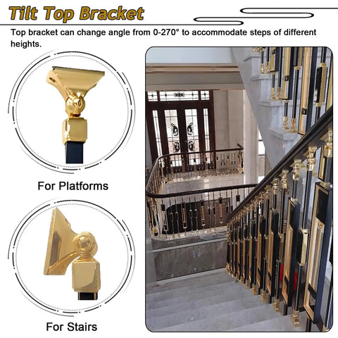 Solid As A Rock Adjustable Aluminum Baluster Spindle Kit For Porch Staircase Flexible 0 To 270 Degree Tilt Handrail Posts shown in use.