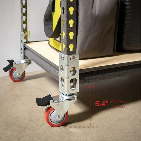 Set Of 4 Storage Rack Caster Wheels For Boltless Self Locking Shelving Racks, 3 Inch Polyurethane Wheels With Ball Bearing Locking Casters, 500 Lb Total Capacity, Smooth Roll On Any Surface