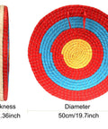 Traditional Solid Straw Archery Target With Colored Rope Face And Three Layer Design For Backyard Practice, 19.7 inch diameter