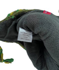 Cozy Winter Wool Knit Beanie With Fleece Lined Earflaps showing inside label with wool and polyester lining details