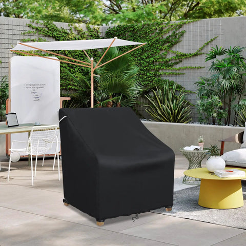 Waterproof Patio Chair Cover for Outdoor Furniture Keeps Your Lounge Chairs, Wicker, Swivel, Adirondack and Rocking Chairs Dry All Season, Heavy Duty Oxford, Fits Up To 32W x 37D x 36H, 1 Pack, Black shown