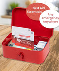 First Aid Powder For Wounds FDA Cleared Plant Based Stops Bleeding Instantly On Cuts And Scrapes Ideal For Grab And Go Survival Gear And Everyday Medical Supplies For Home And Field Use in a red emergency kit.