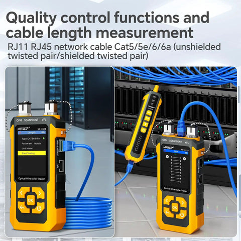 All In One Network Cable Tester With Optical Power Meter And VFL For Tech Pros, nine-core RJ45 cable length test unit