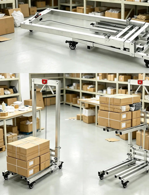 Heavy Duty Manual Cabinet Lifter Rises 60 80kg For Easy Panel Installation And Heavy Moving Tasks with wheeled base support.