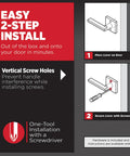 Diagram showing easy 2-step install of Dummy Door Lever For Closets And French Double Doors, Matte Black Non Turning Pull Handle