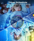 Child sleeping with 65.6ft Bluetooth LED Strip Lights for Kids Bedroom Dope Music Sync RGB Color Changing Tape Lighting With App Control