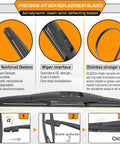 Must Have All Season Windshield Wiper Blades Set For Subaru Crosstrek Impreza 2018 2023 product diagram and features details