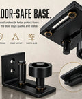 Rugged Barn Door Floor Guide With Fully Adjustable Sliding Track And Wall Mount Stabilizer For Slick Gliding Doors That Ride Steady And Roll Super Clean Through Everyday Grind, floor-safe base with recessed underside.