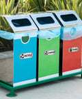 Outdoor bins with 3 Pack Recycle Stickers For Trash Bins Self Adhesive Waterproof Brushed Silver Compost And Recycling.