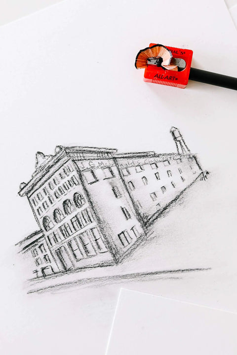 All Art Pencil Sharpener 3 Pack Little Red For Charcoal Pastel And Soft Core Pencils beside charcoal sketch of building