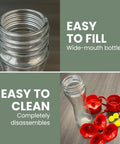 Glass Hummingbird Feeder With Four Flower Ports And Comfortable Perches, Ant Moat And Bee Guards, 8 Oz Nectar Capacity, Wide Mouth Bottle For Easy Filling And Cleaning, Outdoor Garden Decor Pack Of 2 showing disassembled view