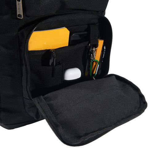 Interior pocket view of 27L Single Compartment Laptop Backpack With Durable Duravax Base Rain Defender Water Repellent 1200 Denier Polyester Built For The Daily Grind On The Go For Work School Or Travel Laptop Sleeve Included