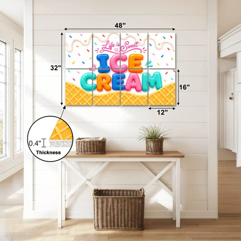 8 Pack Self Adhesive Acoustic Panels 48 By 72 Inches Assembled Ice Cream Waffle Design on wall above table with plant.