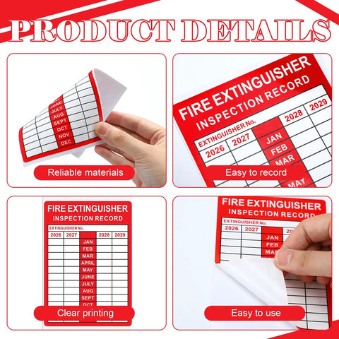Straight Up Durable Fire Extinguisher Inspection Labels And Monthly Tracking Stickers Cover 2026 Through 2029 Legit Heavy Duty Adhesive Vinyl Safety Tags For Offices And Warehouses Fast Zero Hassle Compliance Grid Setup
