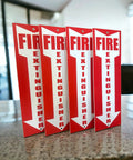 Four Pack Fire Extinguisher Signs For Office And Warehouse Safety, Durable 80 Mil Thick Plastic, OSHA Compliant