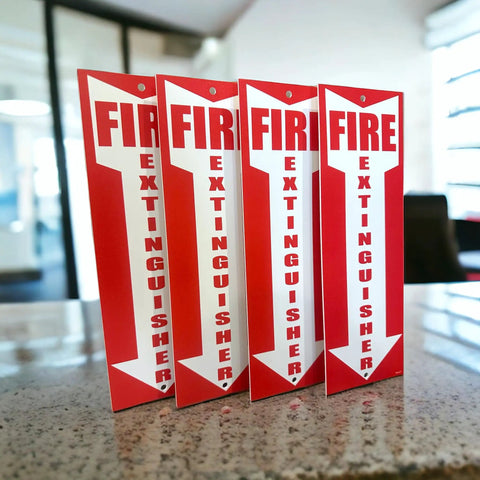 Four Pack Fire Extinguisher Signs For Office And Warehouse Safety, Durable 80 Mil Thick Plastic, OSHA Compliant