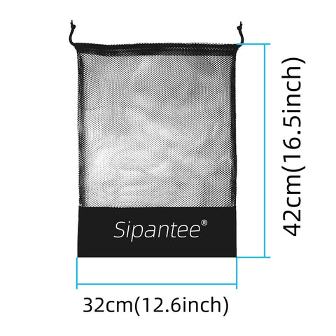 Three Pack Scuba Diving Mesh Bags SMB Pouches For Gear And Snorkeling Equipment shown with dimensions 32x42 cm