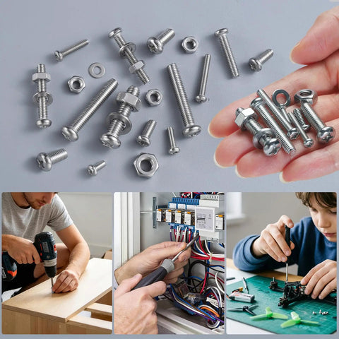 537Pcs Metric Bolts Nuts And Washers Kit M3 M4 M5 M6 Stainless Steel 304 Phillips Pan Head Machine Screws in use for repairs