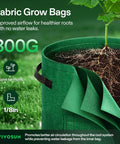Close-up of Five Pack 7 Gallon Fabric Potato Grow Bags with Handles showing breathable material with plant inside