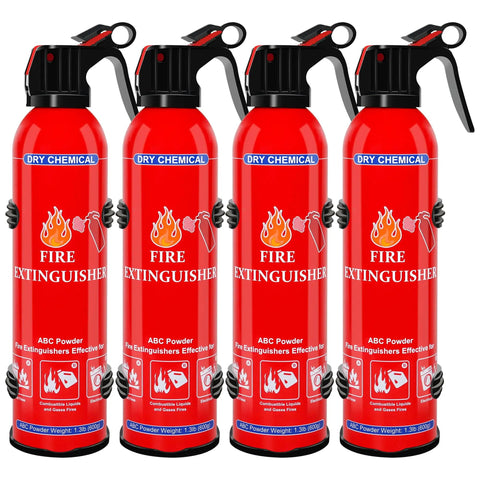 4 Pack Dry Chemical Fire Extinguishers Portable Dry Powder Fast Acting Units With Mount for various fires