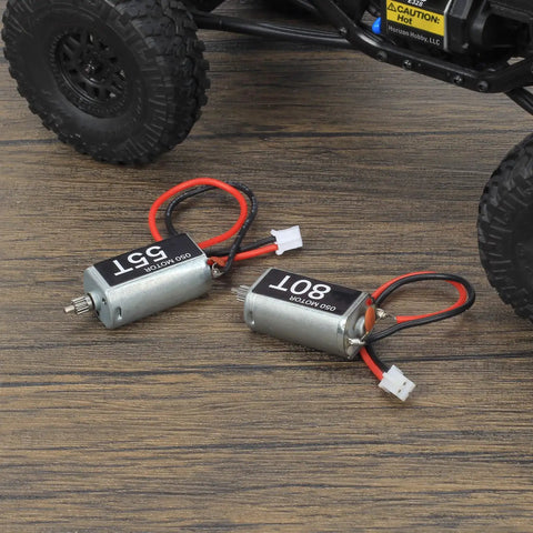 Two 050 Brushed 55T and 80T motors with 11T pinion for SCX24 Deadbolt Chevrolet Wrangler Gladiator Bronco crawlers upgrade parts.