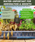 Self Watering Seed Starter Kit With 120 Cell Tray And Humidity Domes, illustrating effects of different water levels on plant growth.
