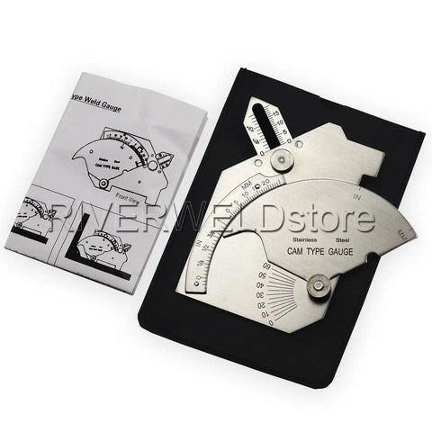 Go To Pro Grade Stainless Steel Bridge Cam Welding Gauge Kit For Undercut Depth Fillet Weld Throat Pitting And Misalignment Measures 0 To 60 Degree Preparation Excess Weld Size Weld Length With Metric And Inch Options. Stainless steel cam type gauge kit with booklet
