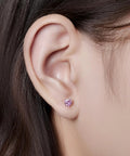 Heart Birthstone Screw Back Earrings Made From Implant Grade Titanium With Super Snug Fit And Truly Hypoallergenic Nickel Free Metals For Daily Grind Featuring Five mm Gem Hearts That Look Straight Up Stunning on ear