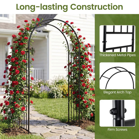 Heavy Duty 86 Inch Steel Garden Arch Pergola Arbor With Ground Stakes For Climbing Plants Ideal For Weddings Parties And Backyard Decor